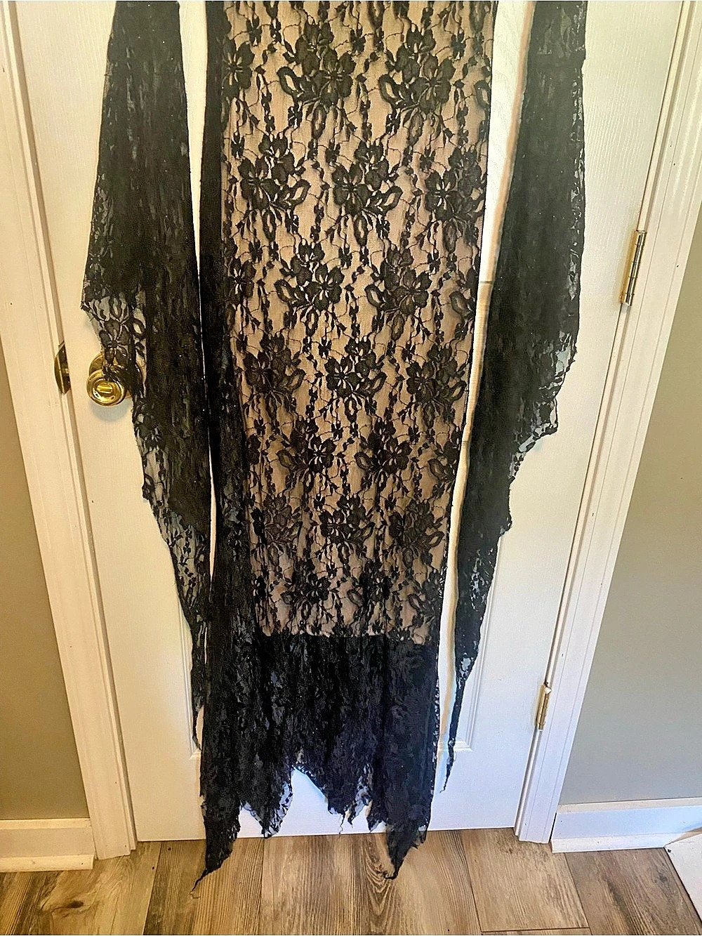 Floral Lace Maxi Dress in Black & Brown - Picture 7 of 7